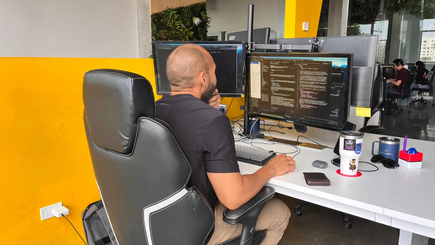 Developer focused at his workstation